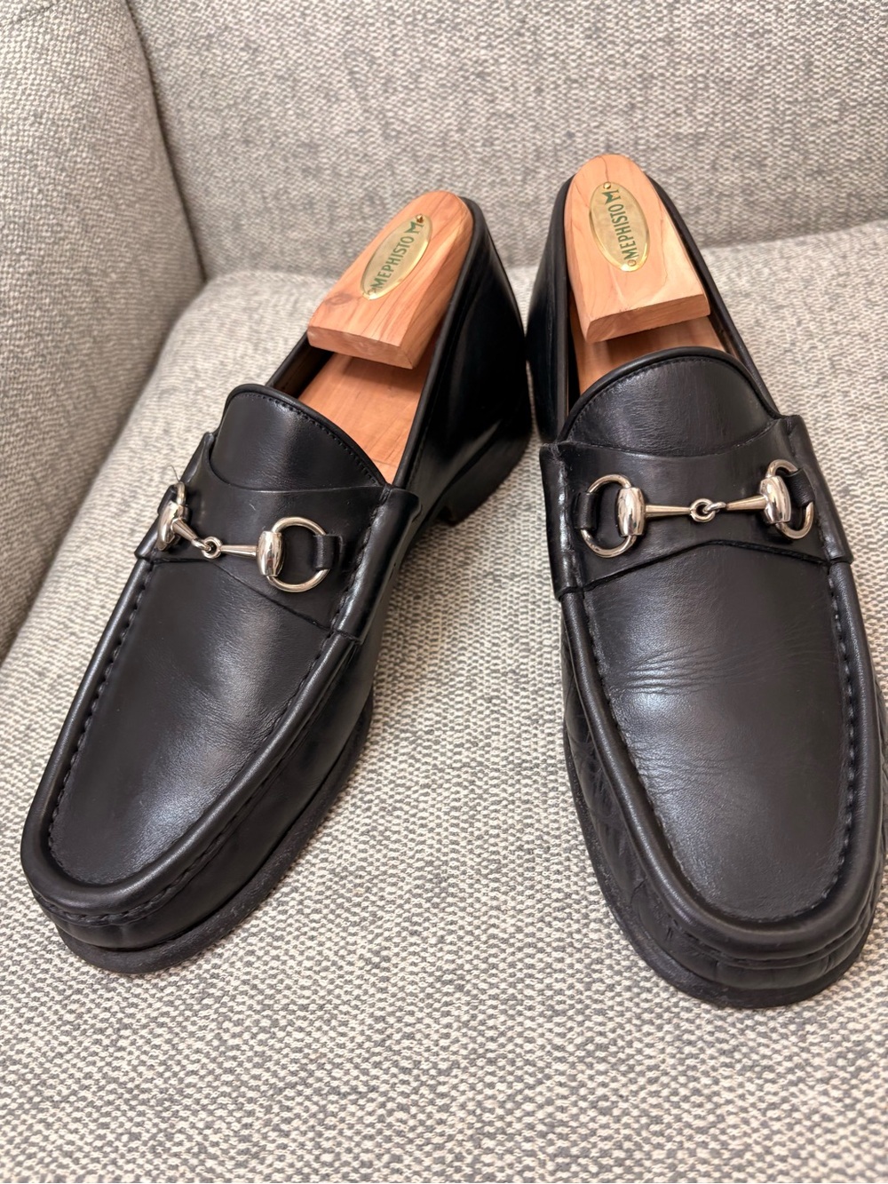 GUCCI Men's Black Leather Bit Loafers - Classic Dress Loafers